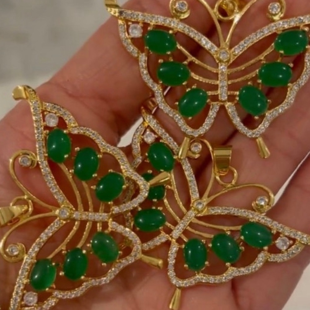 green Jade butterfly necklace, butterfly Jade Necklace • butterfly